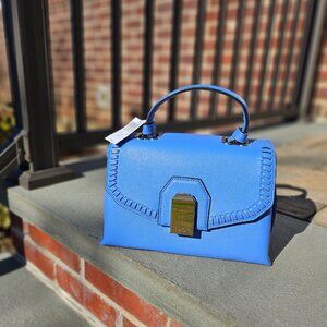 Henri Bendel Sullivan Mini Top Handle Satchel Whipstitch in Light Blue/Silver